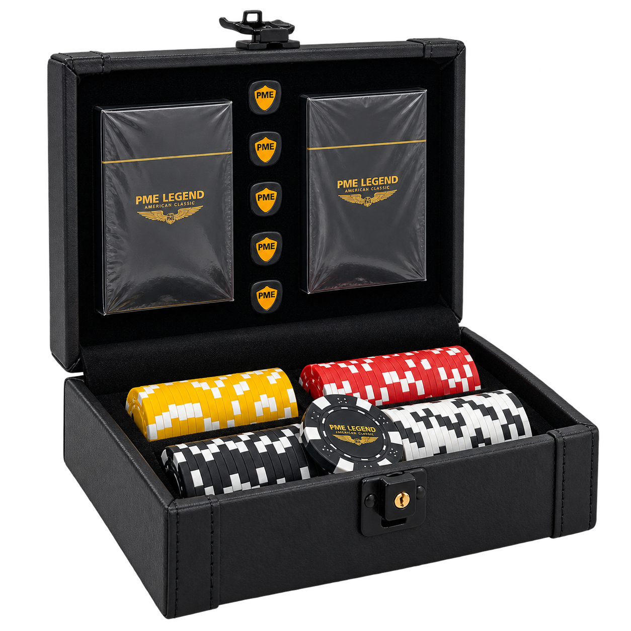 Fully customised PME Legend poker set in PU leatherette